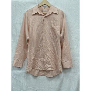 Geoffrey Beene Sateen Mens Button‎ Up Dress Shirt Size L 16-34/35 Long Sleeve